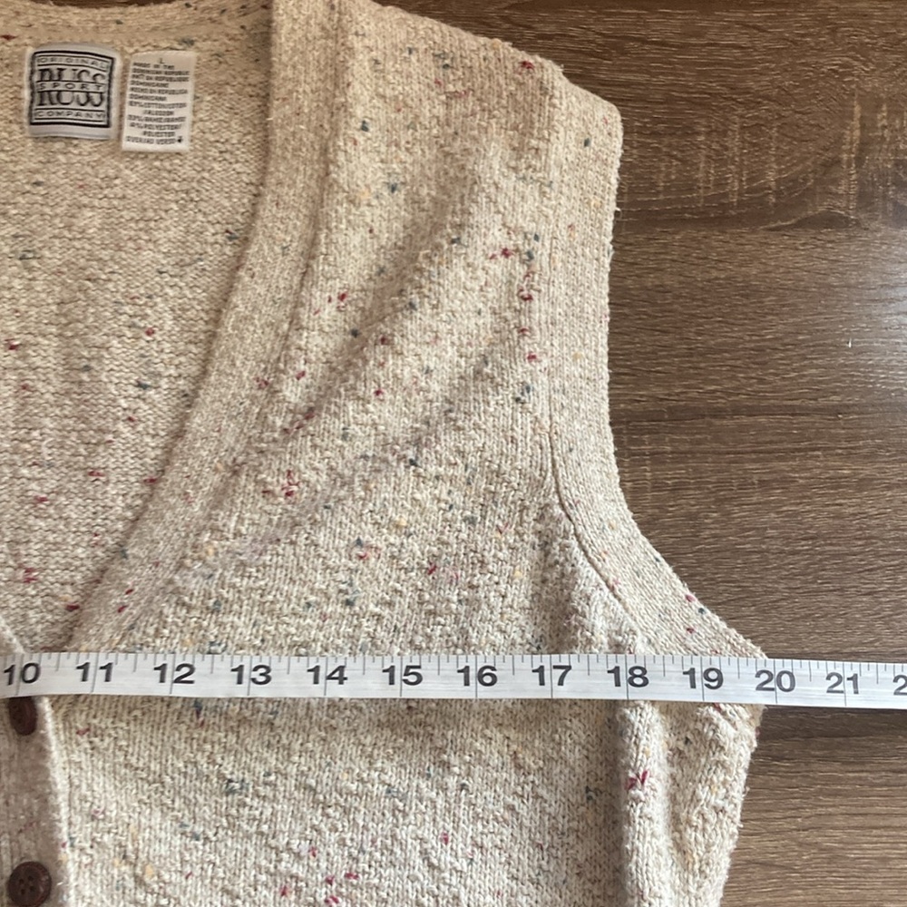 Vintage Russ Sport Speckled Cream Button-Up Vest Women’s Large - Picture 5 of 10